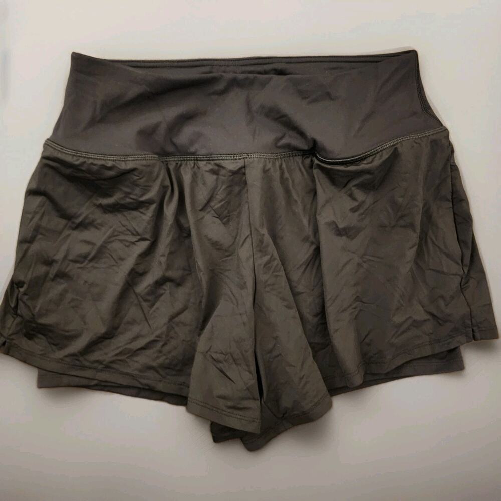 Spyder Active Womens Large Black High Waisted 2-in-1 Running Shorts L